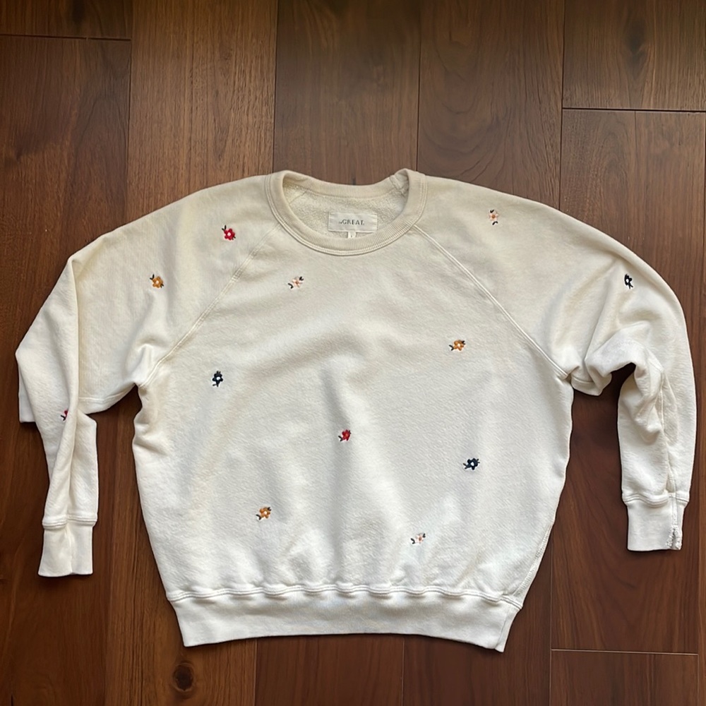 EUC The Great Embroidered Floral
College Sweatshirt 
Size 2